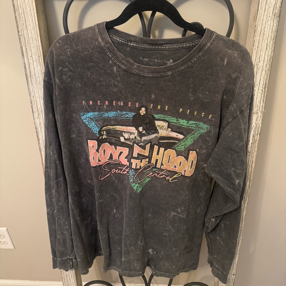 Boyz n the Hood Long Sleeve Shirt – “Increase the‎ Peace” – Acid Wash Black Sz L